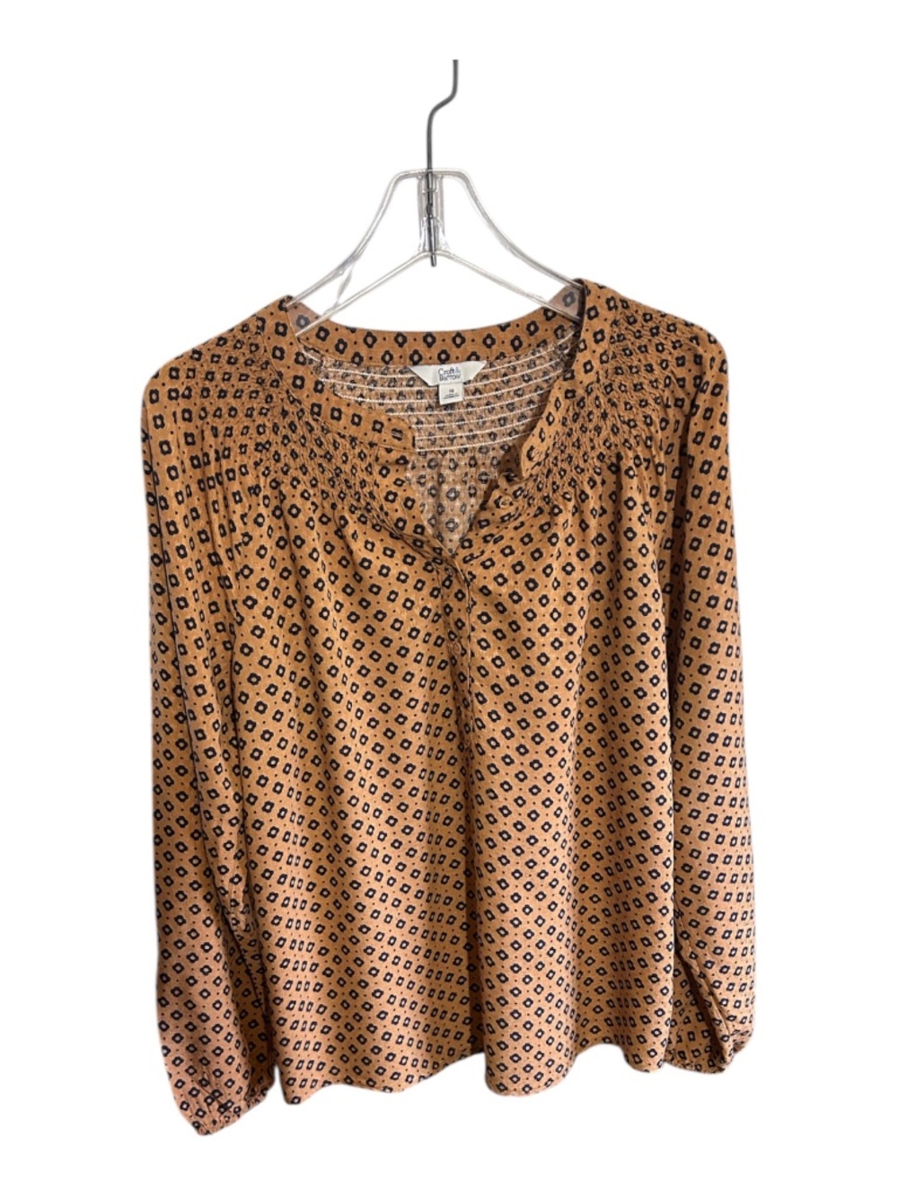Croft & Barrow Brown Printed Blouse-Size M